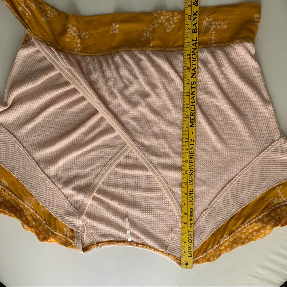 Free People Pink and Mustard Mixed-Media Wrap Blouse - Picture 9 of 10